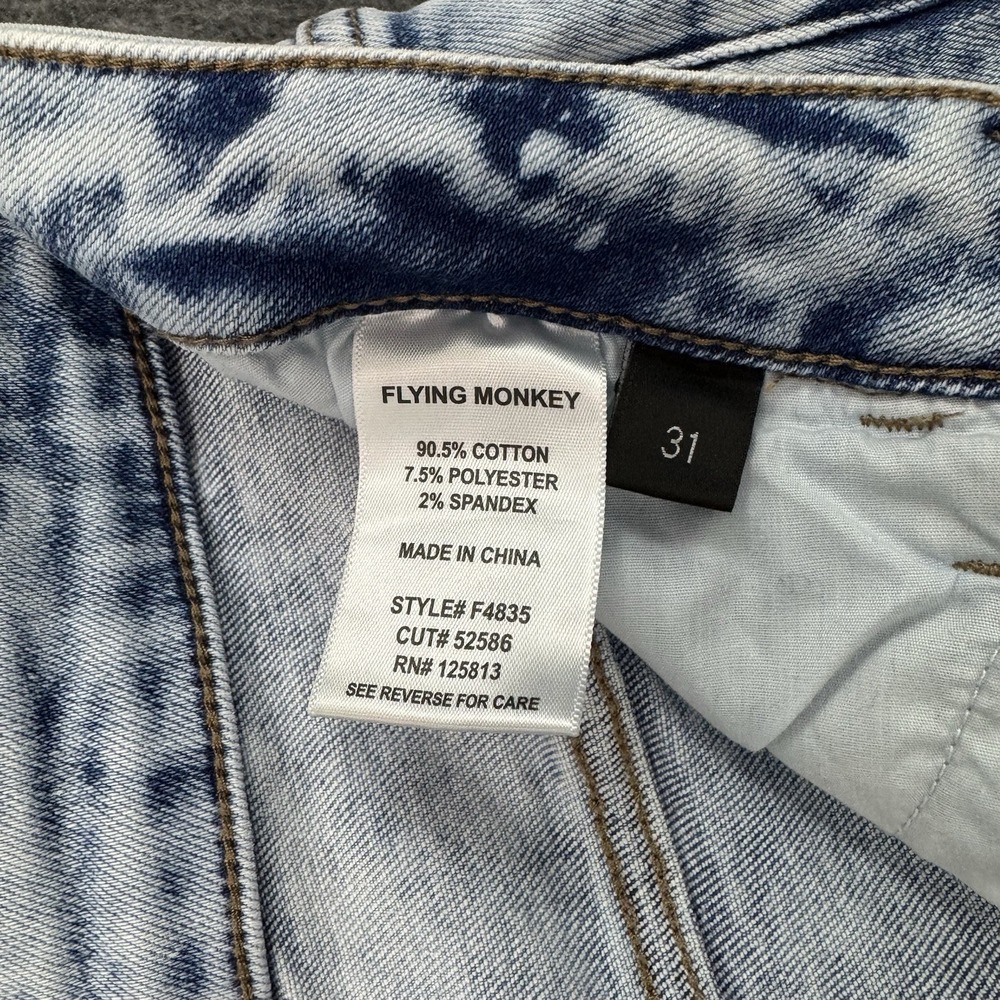 Flying Monkey Straight Leg Women 31 Light Acid Wash Patchwork Distressed Jean - Picture 5 of 9